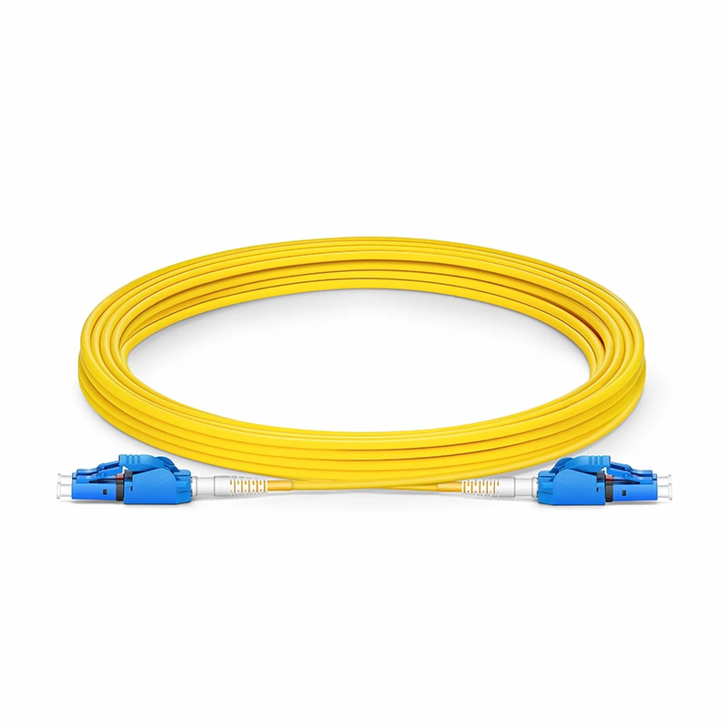 5m (16ft) Fiber Patch Cable, 2 Fibers, LC UPC Duplex to LC UPC Duplex Switchable Clip Uniboot, Single Mode (OS2), Riser (OFNR), 2.0mm, Yellow
