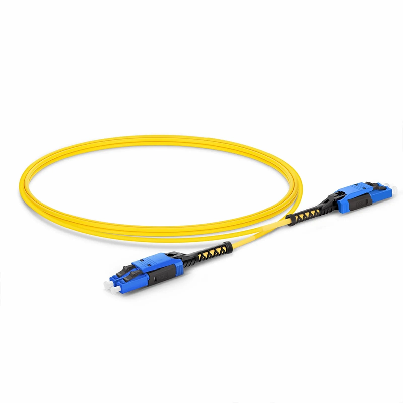 1m (3ft) Fiber Patch Cable, 2 Fibers, LC UPC Duplex to LC UPC Duplex Flat Clip with Push-Pull Boot Uniboot, Single Mode (OS2), Riser (OFNR), 2.0mm, Yellow