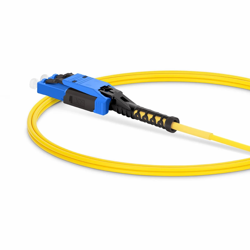 1m (3ft) Fiber Patch Cable, 2 Fibers, LC UPC Duplex to LC UPC Duplex Flat Clip with Push-Pull Boot Uniboot, Single Mode (OS2), Riser (OFNR), 2.0mm, Yellow