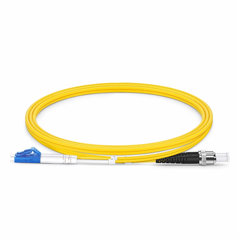 1m (3ft) Fiber Patch Cable, 2 Fibers, LC UPC Duplex to ST UPC, Single Mode (OS2), Riser (OFNR), 2.0mm, Tight-Buffered, Yellow
