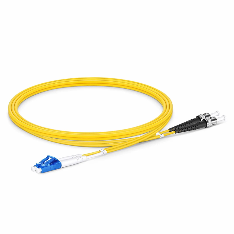 1m (3ft) Fiber Patch Cable, 2 Fibers, LC UPC Duplex to ST UPC, Single Mode (OS2), Riser (OFNR), 2.0mm, Tight-Buffered, Yellow
