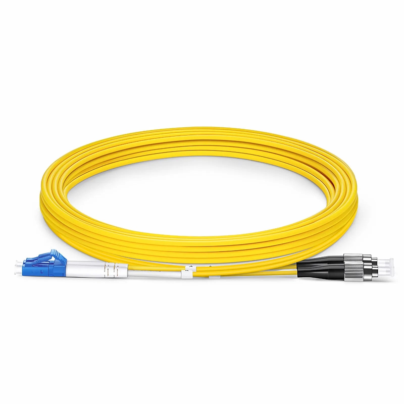 3m (10ft) Fiber Patch Cable, 2 Fibers, LC UPC Duplex to FC UPC, Single Mode (OS2), Riser (OFNR), 2.0mm, Tight-Buffered, Yellow