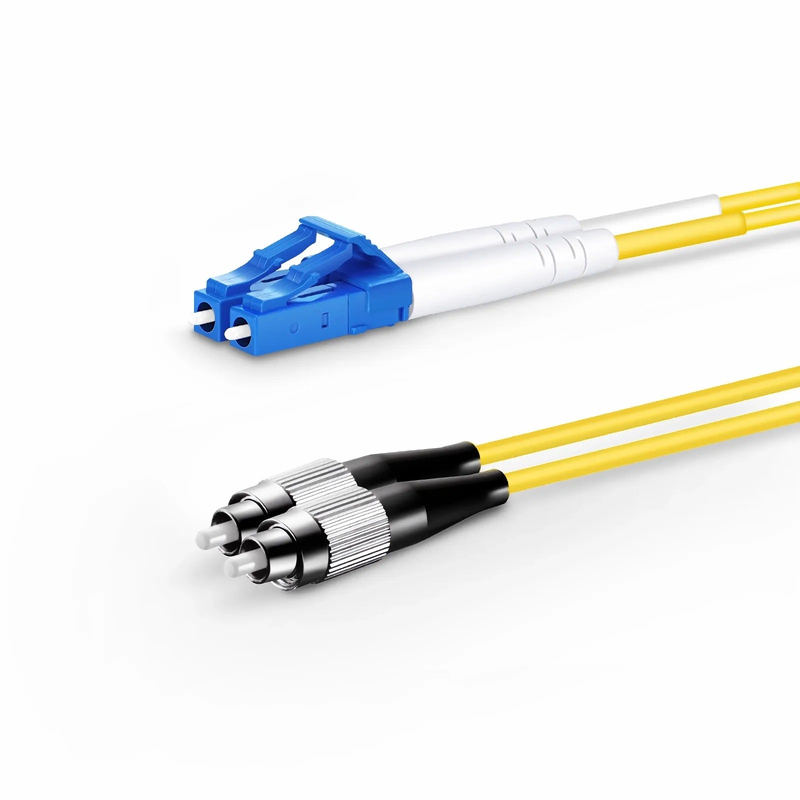 3m (10ft) Fiber Patch Cable, 2 Fibers, LC UPC Duplex to FC UPC, Single Mode (OS2), Riser (OFNR), 2.0mm, Tight-Buffered, Yellow