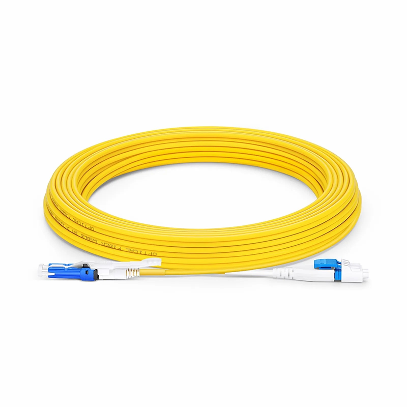 10m (33ft) Fiber Patch Cable, 2 Fibers, CS™ UPC Duplex to LC UPC Duplex Flat Clip Uniboot, Single Mode (OS2), Riser (OFNR), 2.0mm, Yellow, for 200/400G Network Connection