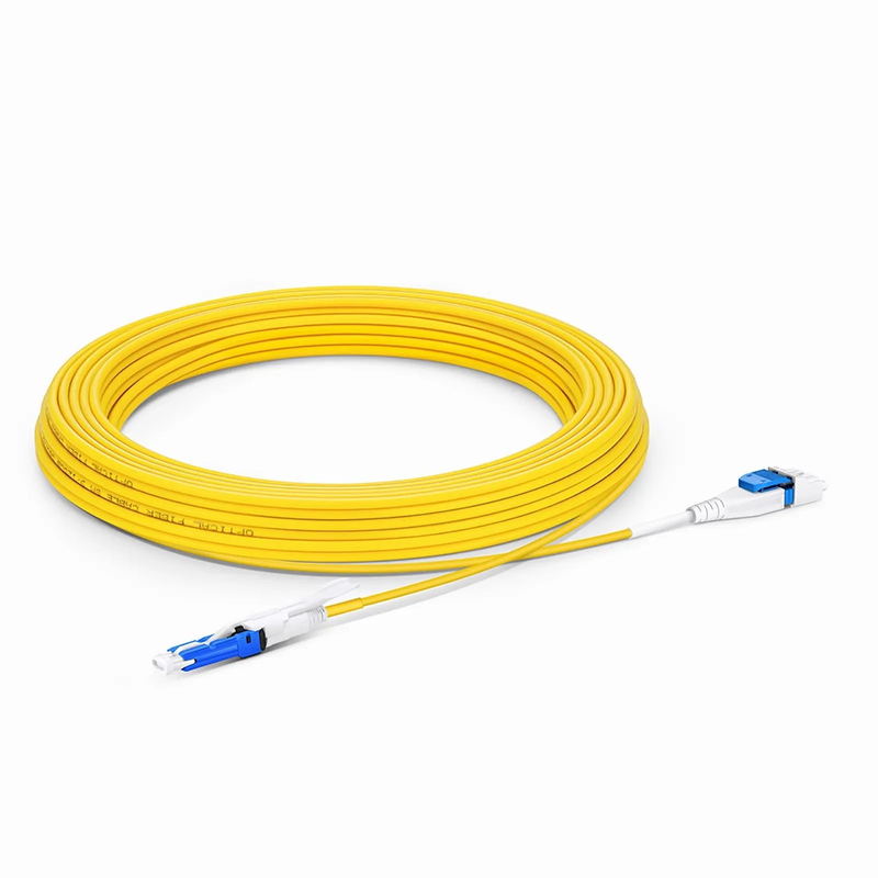10m (33ft) Fiber Patch Cable, 2 Fibers, CS™ UPC Duplex to LC UPC Duplex Flat Clip Uniboot, Single Mode (OS2), Riser (OFNR), 2.0mm, Yellow, for 200/400G Network Connection