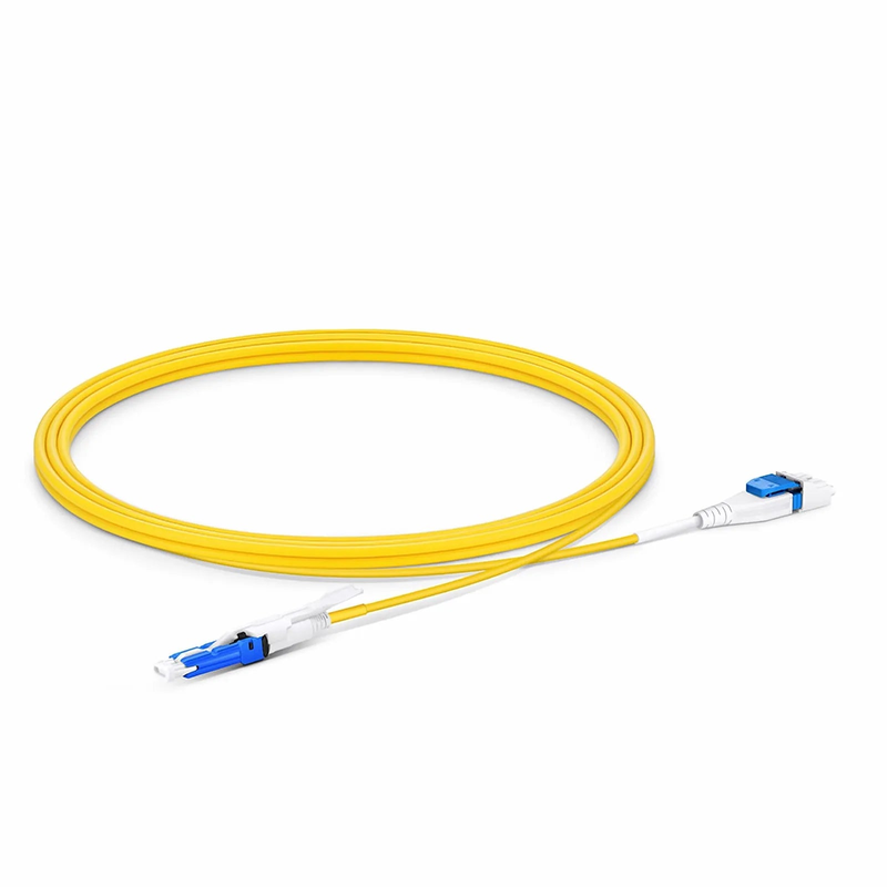 2m (7ft) Fiber Patch Cable, 2 Fibers, CS™ UPC Duplex to LC UPC Duplex Flat Clip Uniboot, Single Mode (OS2), Riser (OFNR), 2.0mm, Yellow, for 200/400G Network Connection