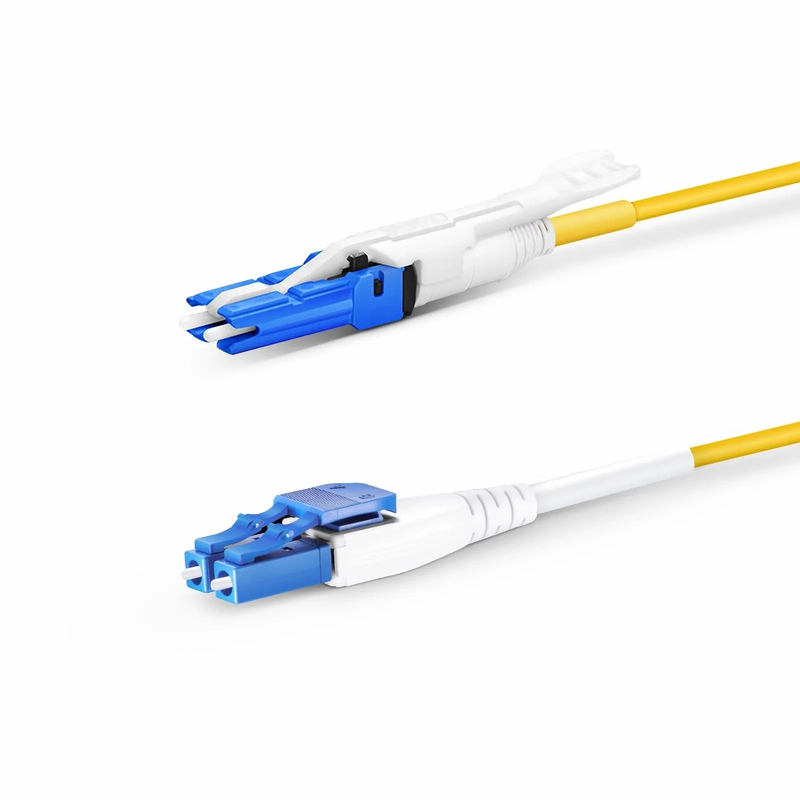 2m (7ft) Fiber Patch Cable, 2 Fibers, CS™ UPC Duplex to LC UPC Duplex Flat Clip Uniboot, Single Mode (OS2), Riser (OFNR), 2.0mm, Yellow, for 200/400G Network Connection