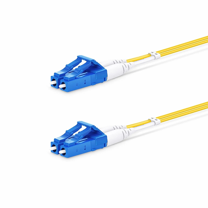 2m (7ft) Fiber Patch Cable, 2 Fibers, LC UPC Duplex to SC UPC Duplex, Single Mode (OS2), Riser (OFNR), 1.2mm, Tight-Buffered, Yellow