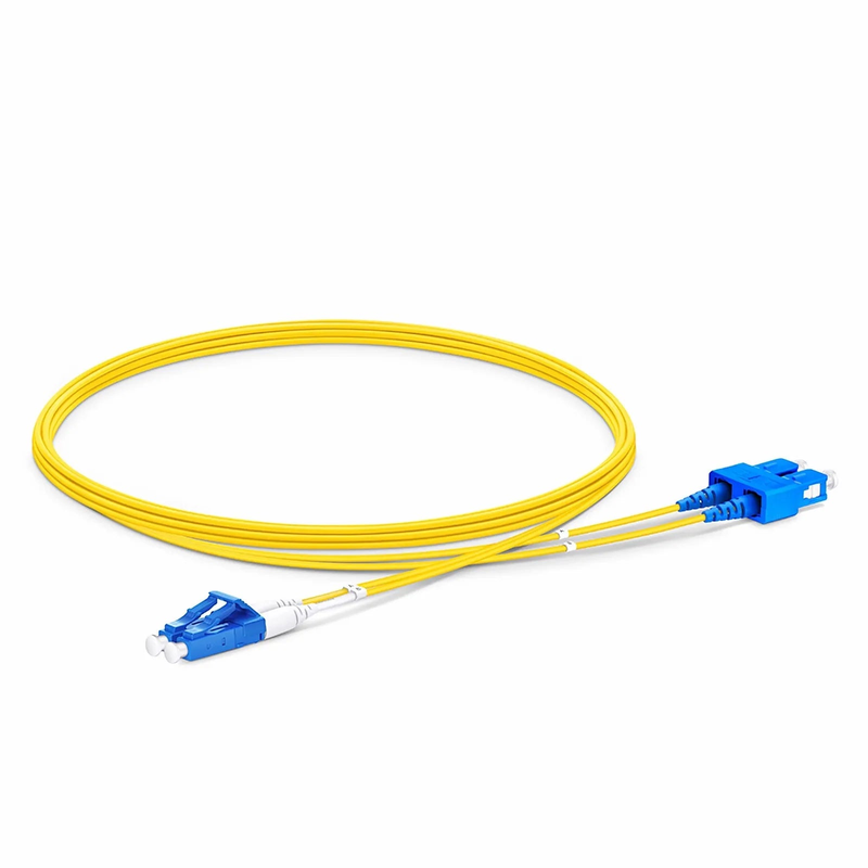 3m (10ft) Fiber Patch Cable, 2 Fibers, LC UPC Duplex to SC UPC Duplex, Single Mode (OS2), Riser (OFNR), 1.2mm, Tight-Buffered, Yellow