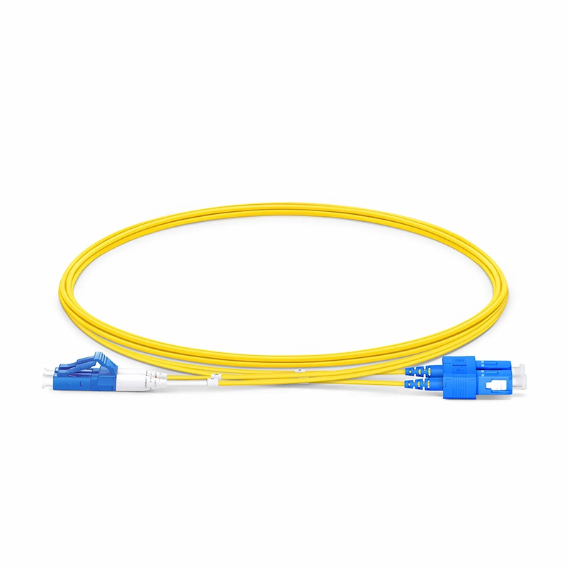 2m (7ft) Fiber Patch Cable, 2 Fibers, LC UPC Duplex to SC UPC Duplex, Single Mode (OS2), Riser (OFNR), 1.2mm, Tight-Buffered, Yellow