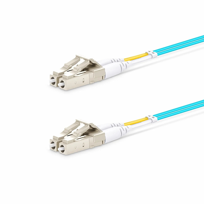 3m (10ft) Fiber Patch Cable, 2 Fibers, LC UPC Duplex to LC UPC Duplex, Multimode (OM4), Riser (OFNR), 1.2mm, Tight-Buffered, Aqua