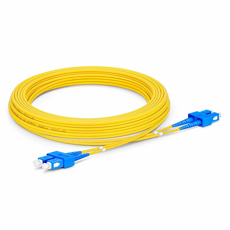 5m (16ft) Fiber Patch Cable, 2 Fibers, SC UPC Duplex to SC UPC Duplex, Single Mode (OS2), Riser (OFNR), 2.0mm, Tight-Buffered, Yellow