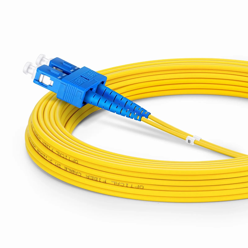 5m (16ft) Fiber Patch Cable, 2 Fibers, SC UPC Duplex to SC UPC Duplex, Single Mode (OS2), Riser (OFNR), 2.0mm, Tight-Buffered, Yellow