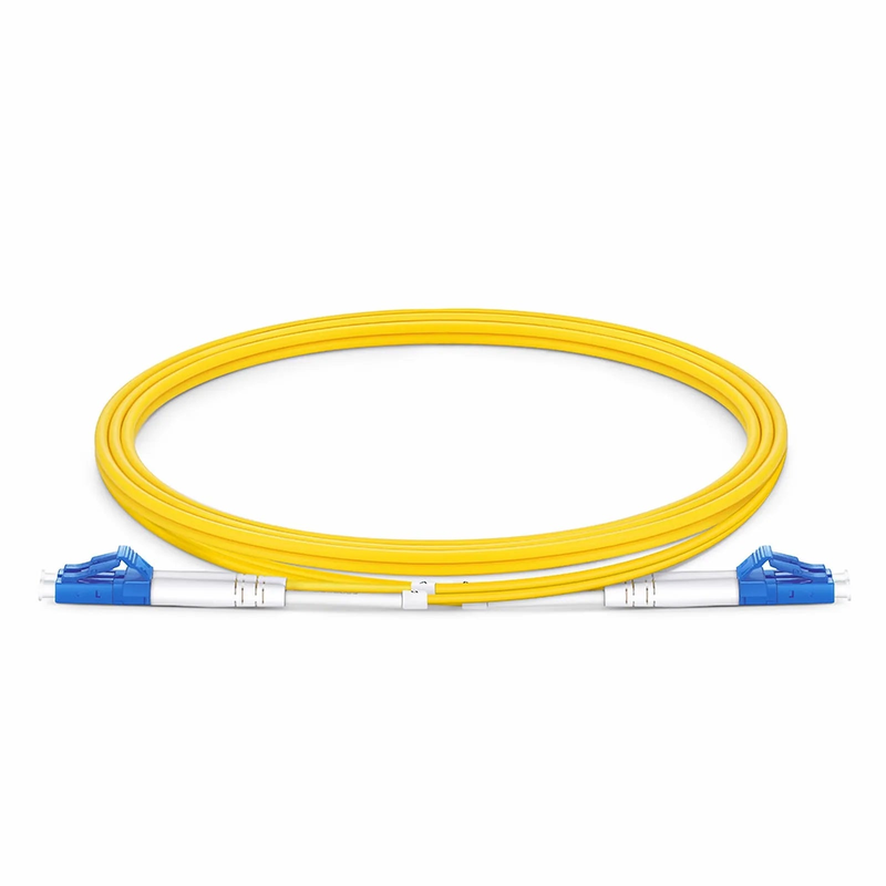 1m (3ft) Fiber Patch Cable, 2 Fibers, LC UPC Duplex to LC UPC Duplex, Single Mode (OS2), Riser (OFNR), 2.0mm, Tight-Buffered, Yellow