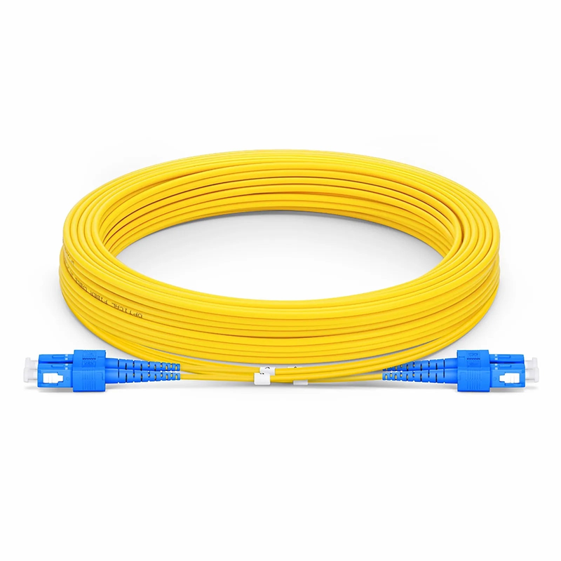 15m (49ft) Fiber Patch Cable, 2 Fibers, SC UPC Duplex to SC UPC Duplex, Single Mode (OS2), Riser (OFNR), 2.0mm, Tight-Buffered, Yellow