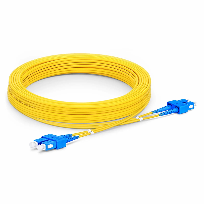 15m (49ft) Fiber Patch Cable, 2 Fibers, SC UPC Duplex to SC UPC Duplex, Single Mode (OS2), Riser (OFNR), 2.0mm, Tight-Buffered, Yellow