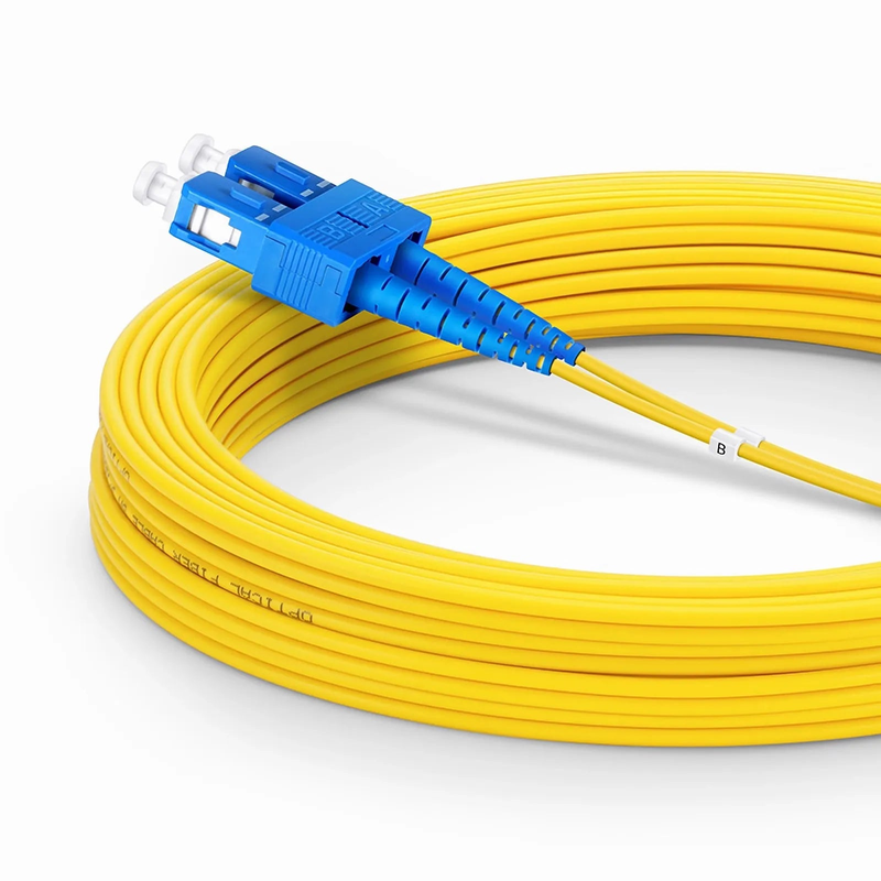 15m (49ft) Fiber Patch Cable, 2 Fibers, SC UPC Duplex to SC UPC Duplex, Single Mode (OS2), Riser (OFNR), 2.0mm, Tight-Buffered, Yellow
