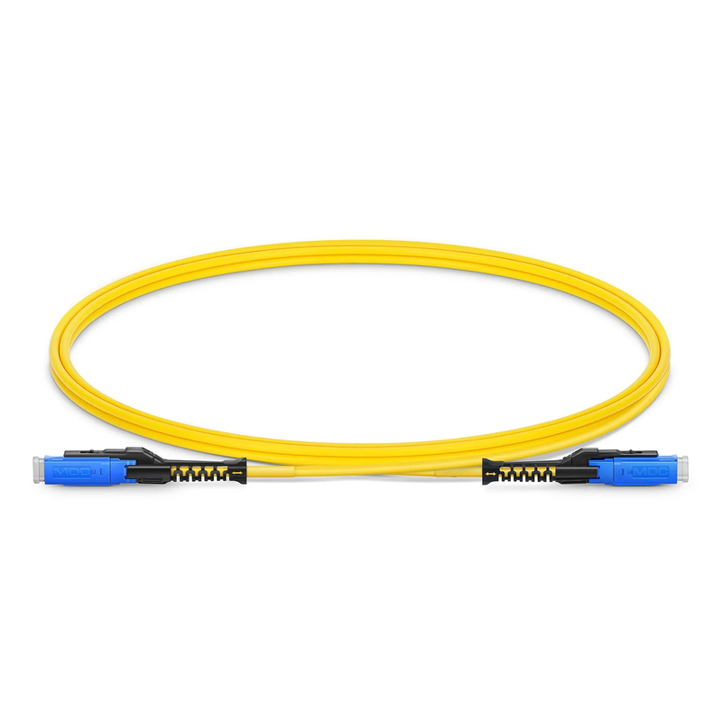 1m (3ft) Fiber Patch Cable, 2 Fibers, MDC UPC Duplex to MDC UPC Duplex Uniboot, Single Mode (OS2), Riser (OFNR), 2.0mm, Yellow, for 100/400/800G Network Connection
