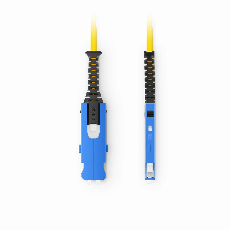 1m (3ft) Fiber Patch Cable, 2 Fibers, SN UPC Duplex to LC UPC Duplex Flat Clip Uniboot, Single Mode (OS2), Riser (OFNR), 1.6mm, Yellow, for 400G Network Connection