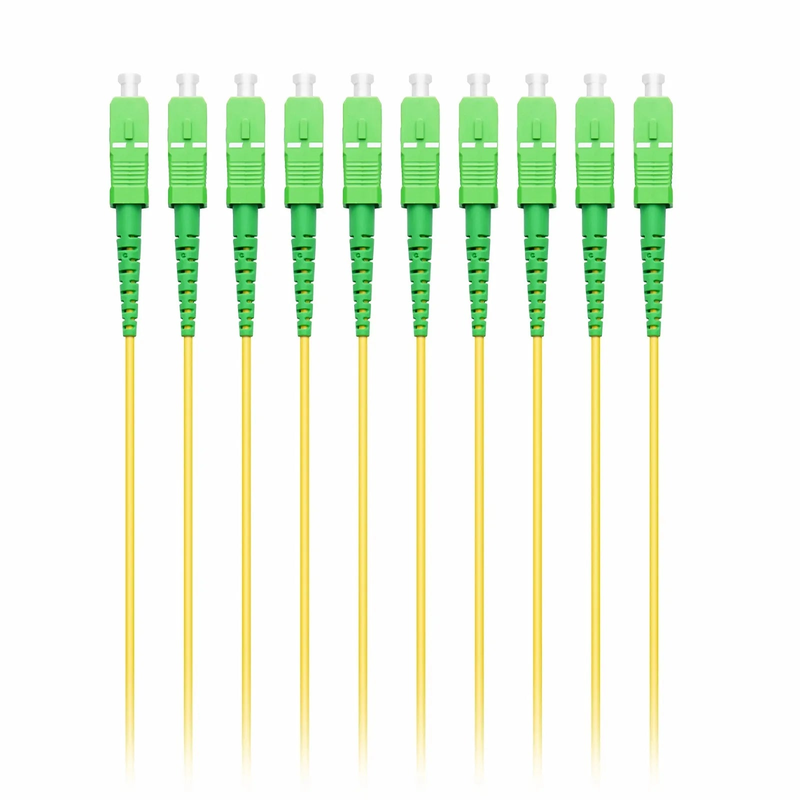 3m (10ft) Fiber Patch Cable, 1 Fiber, SC APC Simplex to SC APC Simplex, Single Mode (OS2), Riser (OFNR), 2.0mm, Tight-Buffered, Yellow, 10 Pcs/Pack