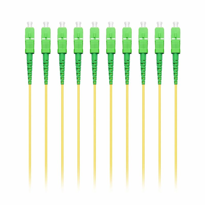 2m (7ft) Fiber Patch Cable, 1 Fiber, SC APC Simplex to SC APC Simplex, Single Mode (OS2), Riser (OFNR), 2.0mm, Tight-Buffered, Yellow, 10 Pcs/Pack