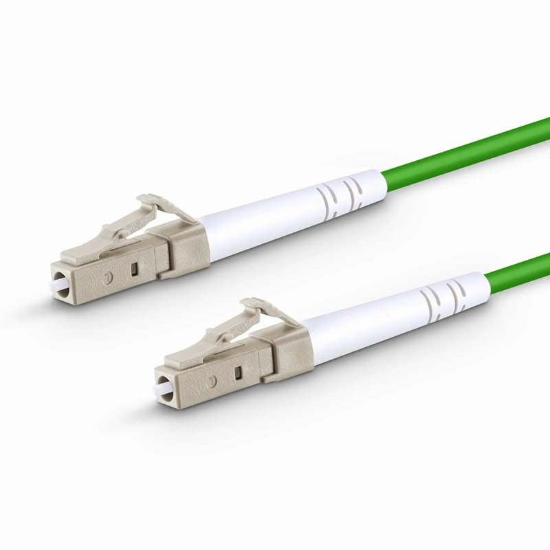 15m (49ft) Fiber Patch Cable, 1 Fiber, LC UPC Simplex to LC UPC Simplex, Multimode (OM5), Riser (OFNR), 2.0mm, Tight-Buffered, Lime Green