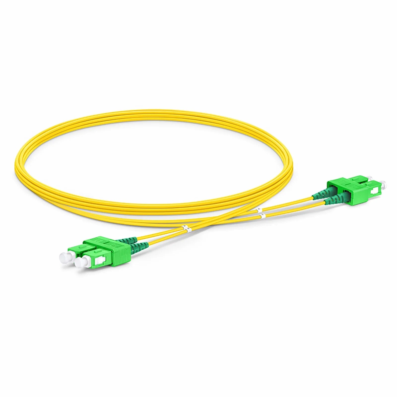 3m (10ft) Fiber Patch Cable, 2 Fibers, SC APC Duplex to SC APC Duplex, Single Mode (OS2), Riser (OFNR), 1.2mm, Tight-Buffered, Yellow