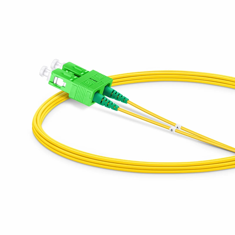 3m (10ft) Fiber Patch Cable, 2 Fibers, SC APC Duplex to SC APC Duplex, Single Mode (OS2), Riser (OFNR), 1.2mm, Tight-Buffered, Yellow