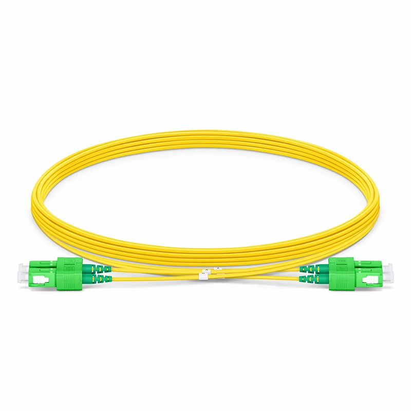 5m (16ft) Fiber Patch Cable, 2 Fibers, SC APC Duplex to SC APC Duplex, Single Mode (OS2), Riser (OFNR), 1.2mm, Tight-Buffered, Yellow