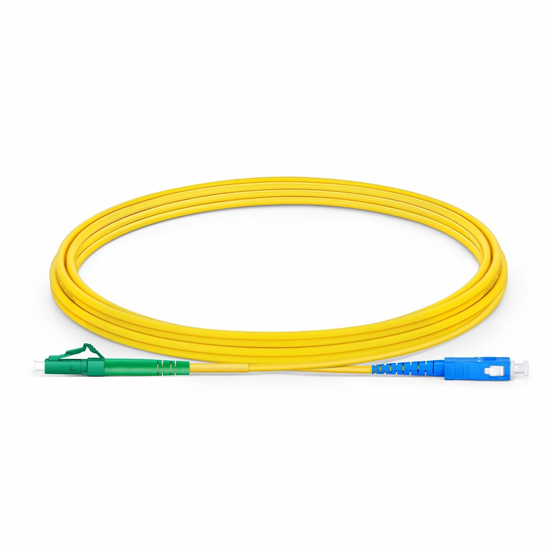 3m (10ft) Fiber Patch Cable, 1 Fiber, LC APC Simplex to SC UPC Simplex, Single Mode (OS2), Riser (OFNR), 2.0mm, Tight-Buffered, Yellow