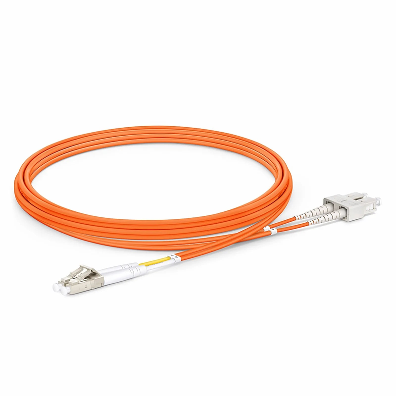2m (7ft) Fiber Patch Cable, 2 Fibers, LC UPC Duplex to SC UPC Duplex, Multimode (OM2), Riser (OFNR), 2.0mm, Tight-Buffered, Orange