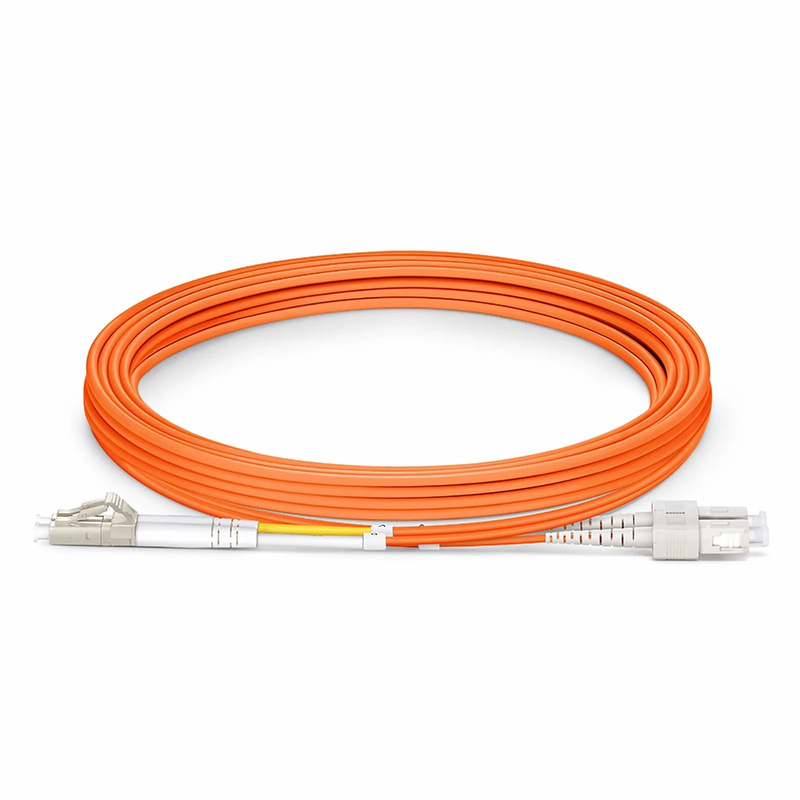 3m (10ft) Fiber Patch Cable, 2 Fibers, G.651, LC UPC Duplex to SC UPC Duplex, Multimode (OM1), Riser (OFNR), 2.0mm, Tight-Buffered, Orange