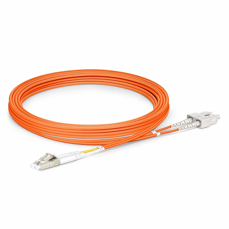 3m (10ft) Fiber Patch Cable, 2 Fibers, G.651, LC UPC Duplex to SC UPC Duplex, Multimode (OM1), Riser (OFNR), 2.0mm, Tight-Buffered, Orange