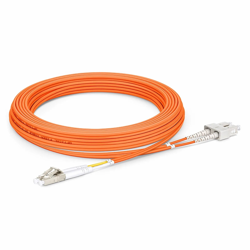5m (16ft) Fiber Patch Cable, 2 Fibers, G.651, LC UPC Duplex to SC UPC Duplex, Multimode (OM1), Riser (OFNR), 2.0mm, Tight-Buffered, Orange