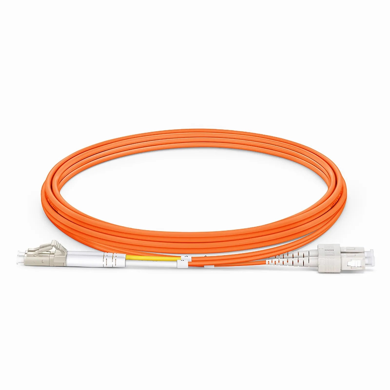 2m (7ft) Fiber Patch Cable, 2 Fibers, G.651, LC UPC Duplex to SC UPC Duplex, Multimode (OM1), Riser (OFNR), 2.0mm, Tight-Buffered, Orange