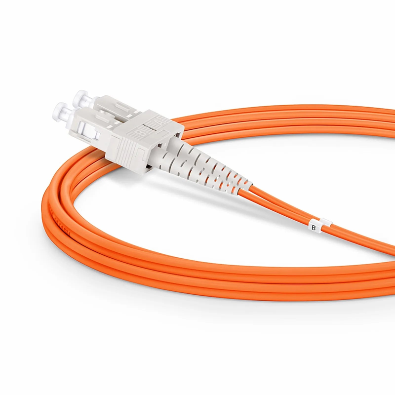 2m (7ft) Fiber Patch Cable, 2 Fibers, G.651, LC UPC Duplex to SC UPC Duplex, Multimode (OM1), Riser (OFNR), 2.0mm, Tight-Buffered, Orange