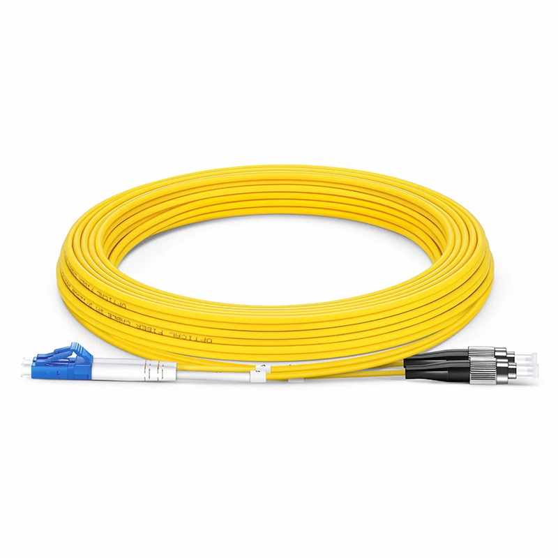 5m (16ft) Fiber Patch Cable, 2 Fibers, LC UPC Duplex to FC UPC, Single Mode (OS2), Riser (OFNR), 2.0mm, Tight-Buffered, Yellow
