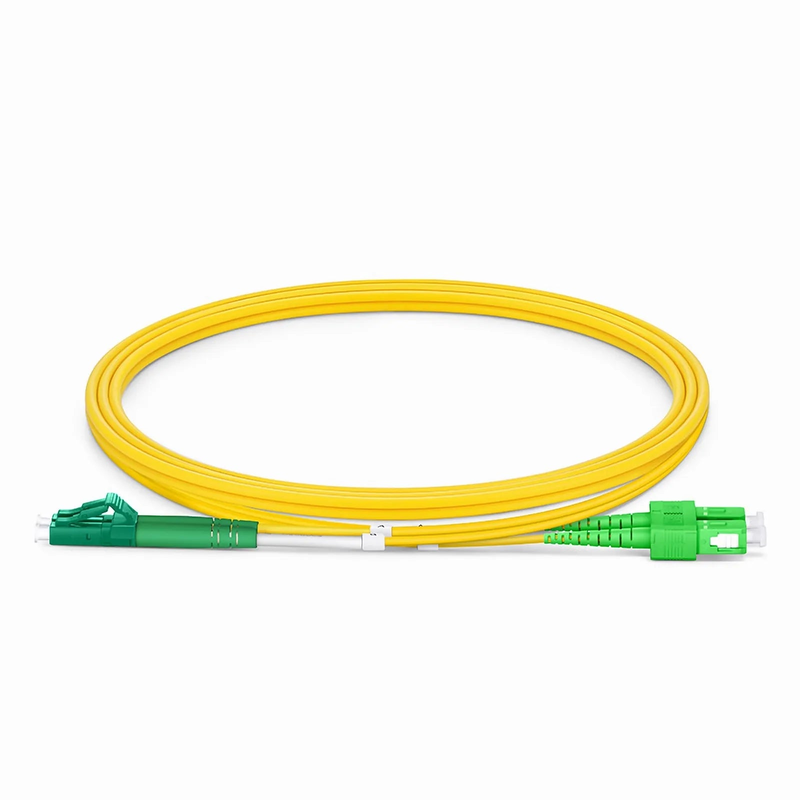 1m (3ft) Fiber Patch Cable, 2 Fibers, LC APC Duplex to SC APC Duplex, Single Mode (OS2), Riser (OFNR), 2.0mm, Tight-Buffered, Yellow