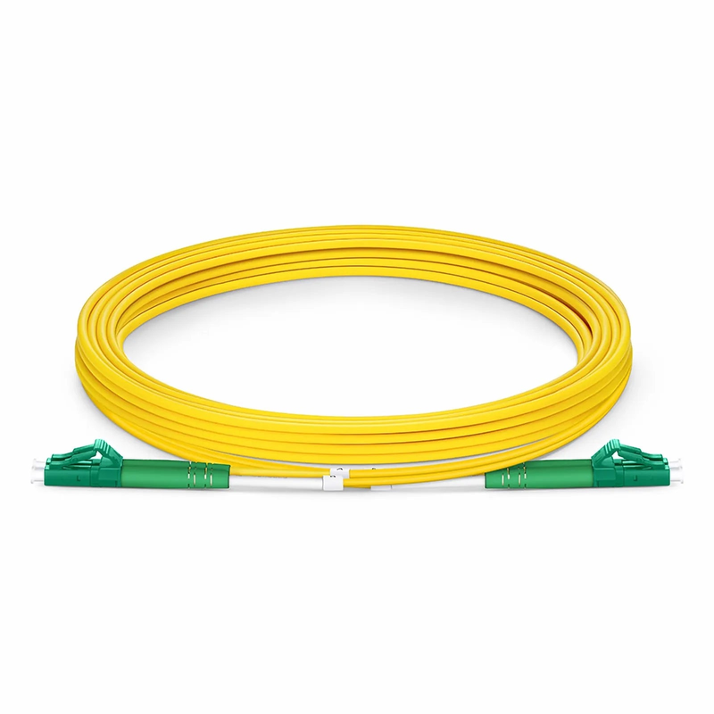 3m (10ft) Fiber Patch Cable, 2 Fibers, LC APC Duplex to LC APC Duplex, Single Mode (OS2), Riser (OFNR), 2.0mm, Tight-Buffered, Yellow