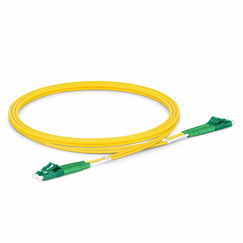 1m (3ft) Fiber Patch Cable, 2 Fibers, LC APC Duplex to LC APC Duplex, Single Mode (OS2), Riser (OFNR), 2.0mm, Tight-Buffered, Yellow