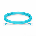 5m (16ft) Fiber Patch Cable, 2 Fibers, LC UPC Duplex to LC UPC Duplex Flat Clip Uniboot, Multimode (OM4), Riser (OFNR), 2.0mm, Aqua