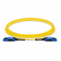 15m (49ft) Fiber Patch Cable, 2 Fibers, LC UPC Duplex to LC UPC Duplex Flat Clip with Push-Pull Boot Uniboot, Single Mode (OS2), Riser (OFNR), 2.0mm, Yellow