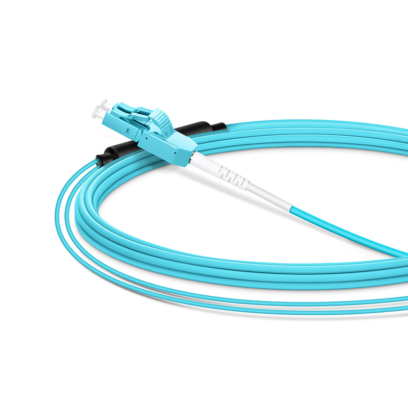 4m (13ft) Fiber Patch Cable, 2 Fibers, LC UPC Duplex Standard Clip Uniboot to SC UPC Duplex, Multimode (OM4), Riser (OFNR), 2.0/0.9mm, Aqua