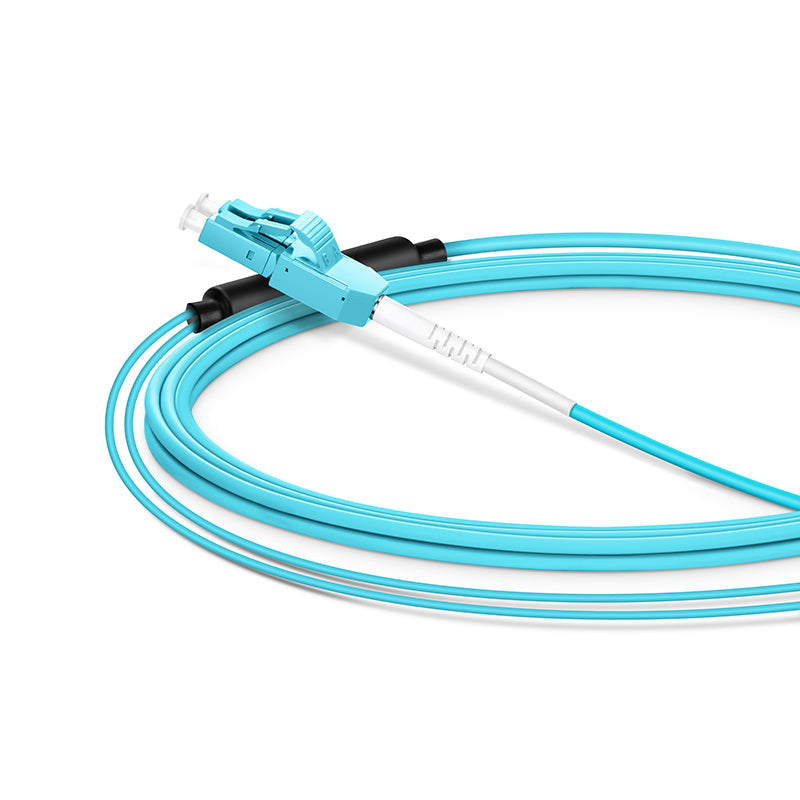 3m (10ft) Fiber Patch Cable, 2 Fibers, LC UPC Duplex Standard Clip Uniboot to SC UPC Duplex, Multimode (OM4), Riser (OFNR), 2.0/0.9mm, Aqua