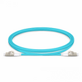 1m (3ft) Fiber Patch Cable, 2 Fibers, Short Boot, LC UPC Duplex to LC UPC Duplex, Multimode (OM3), Riser (OFNR), 2.0mm, Tight-Buffered, Aqua