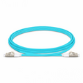 2m (7ft) Fiber Patch Cable, 2 Fibers, Short Boot, LC UPC Duplex to LC UPC Duplex, Multimode (OM3), Riser (OFNR), 2.0mm, Tight-Buffered, Aqua