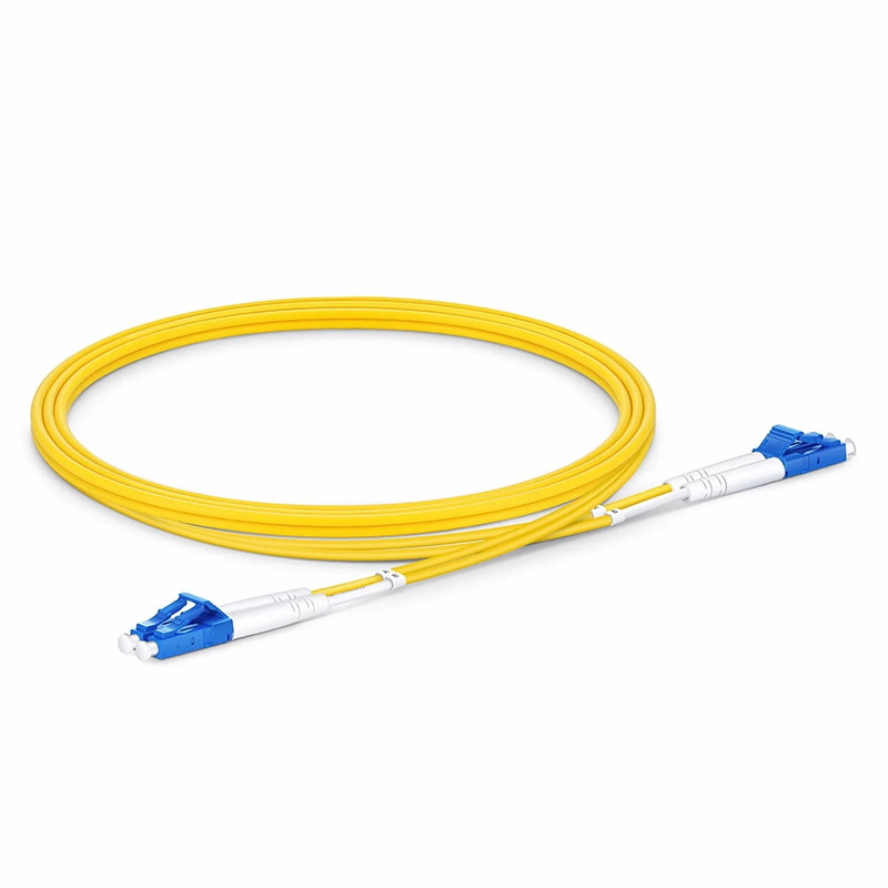 1m (3ft) Fiber Patch Cable, 2 Fibers, LC UPC Duplex to LC UPC Duplex, Single Mode (OS2), Riser (OFNR), 2.0mm, Tight-Buffered, Yellow