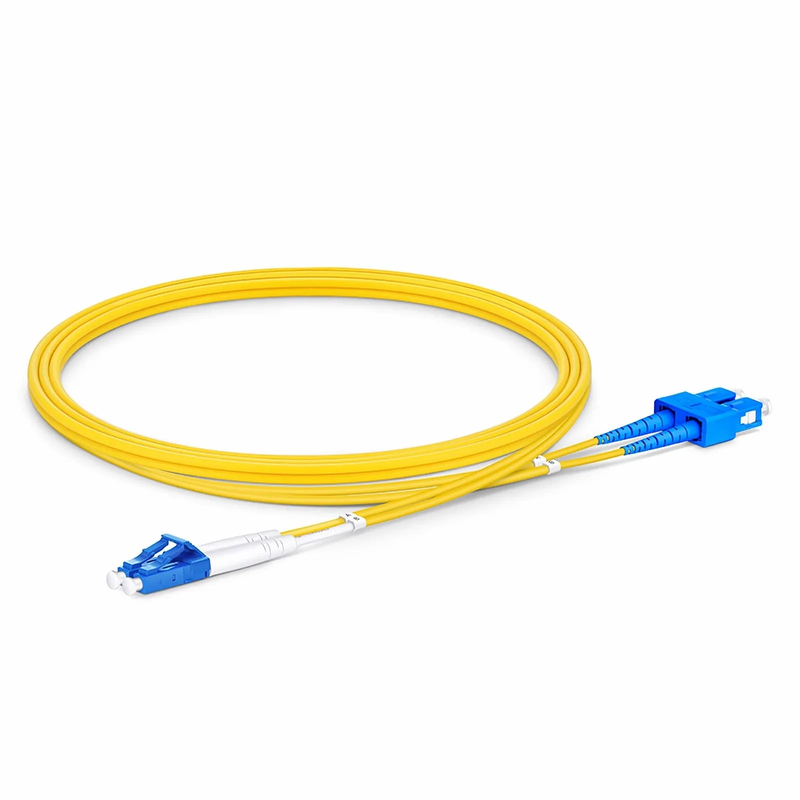 1m (3ft) Fiber Patch Cable, 2 Fibers, LC UPC Duplex to SC UPC Duplex, Single Mode (OS2), Riser (OFNR), 2.0mm, Tight-Buffered, Yellow