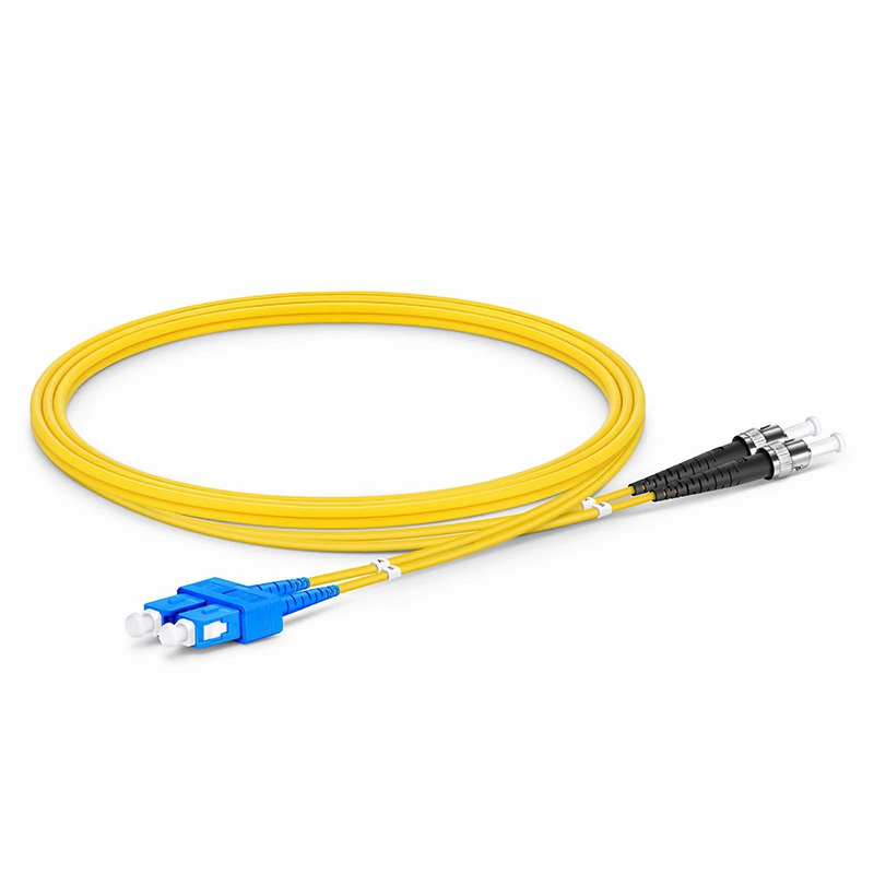 1m (3ft) Fiber Patch Cable, 2 Fibers, SC UPC Duplex to ST UPC, Single Mode (OS2), Riser (OFNR), 2.0mm, Tight-Buffered, Yellow