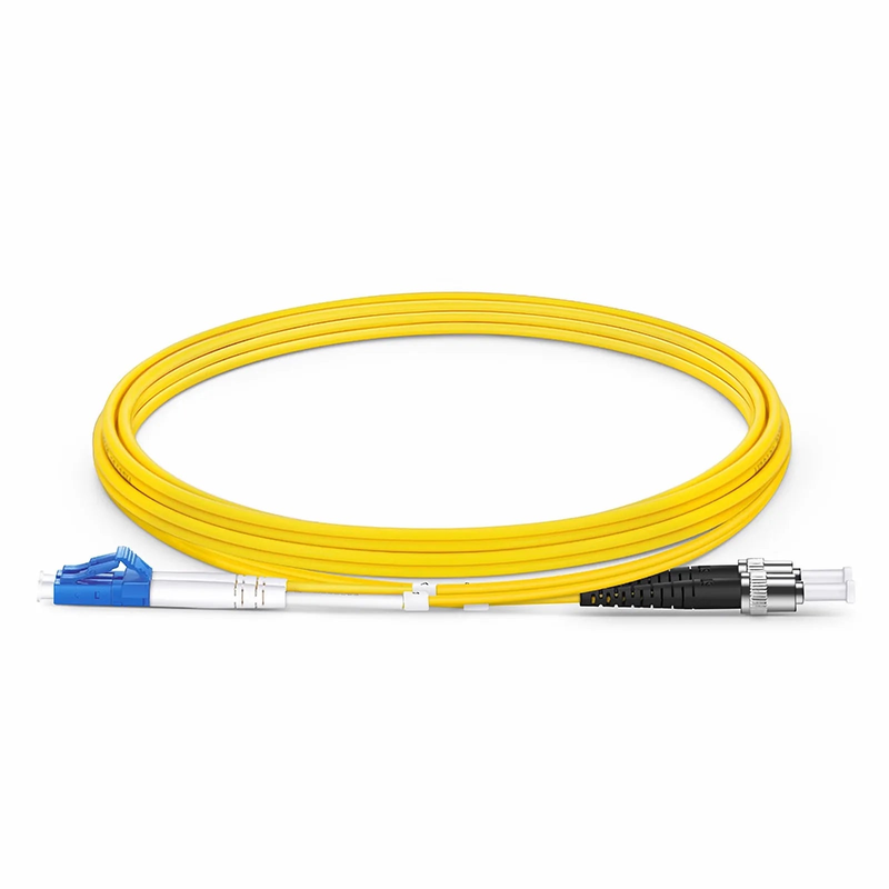 2m (7ft) Fiber Patch Cable, 2 Fibers, LC UPC Duplex to ST UPC, Single Mode (OS2), Riser (OFNR), 2.0mm, Tight-Buffered, Yellow